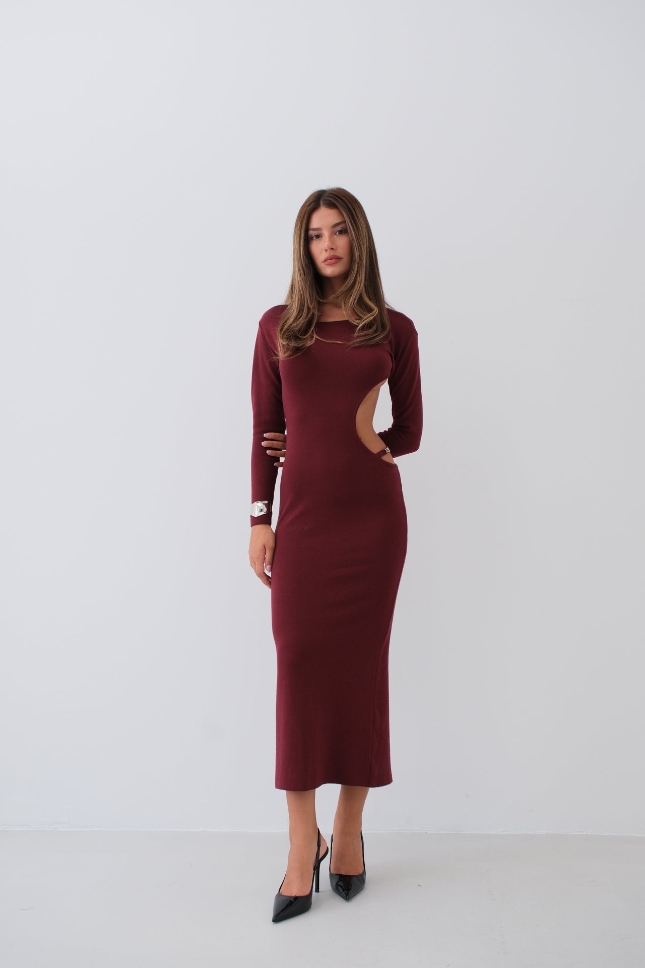 Vestido Gola - Vermelho Claret