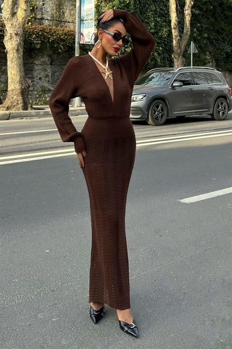 Vestido de Croche Marrom
