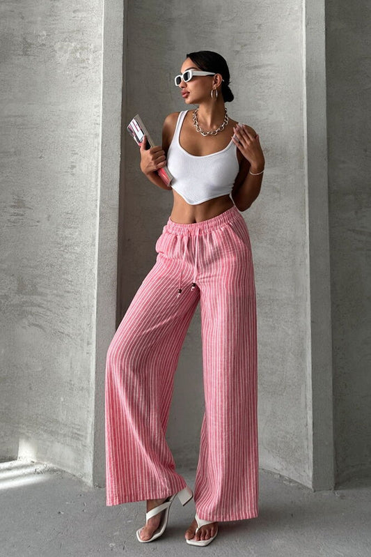 Calças de Linho Rosa