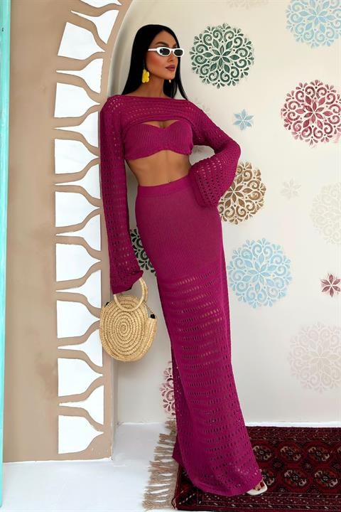 Top c/ Bolero Openwork - Ameixa