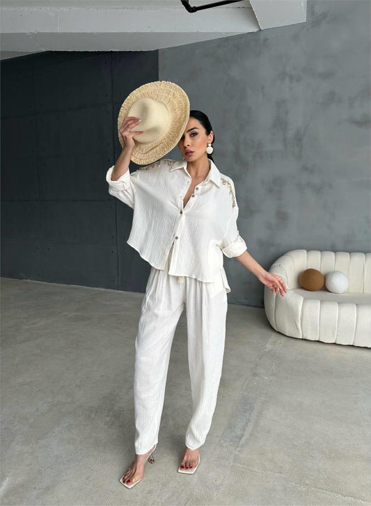 Calças Seashell Cru