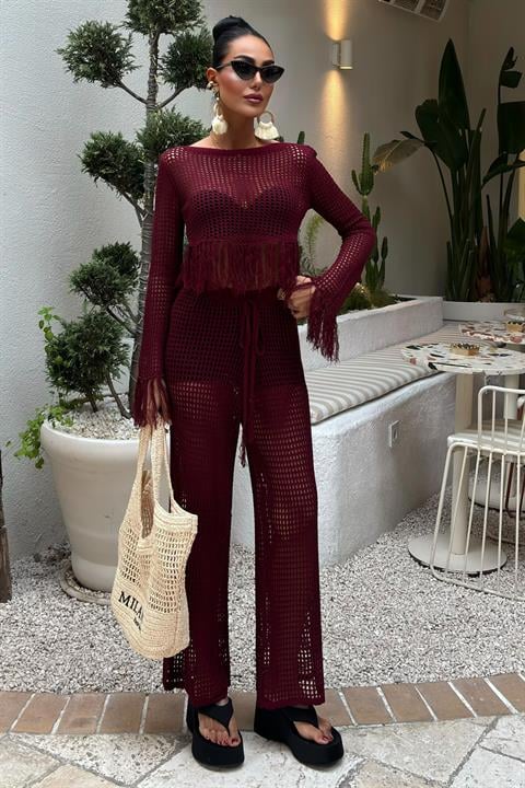 Calças de Malha Openwork