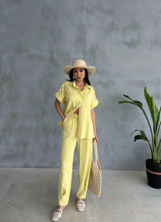 Calças Mussel Row Amarelo