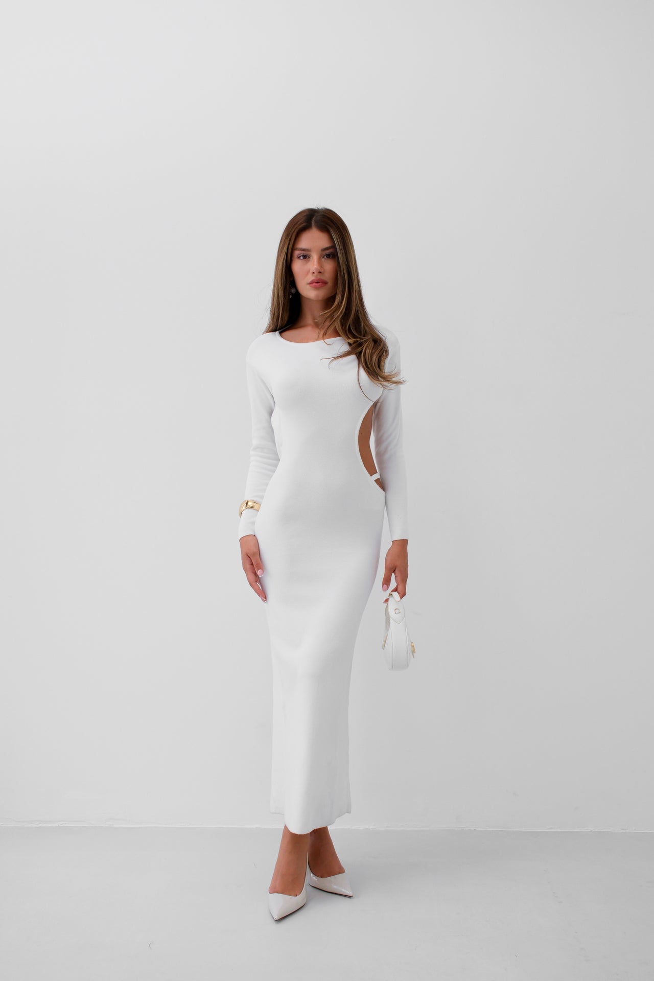 Vestido com gola - Branco