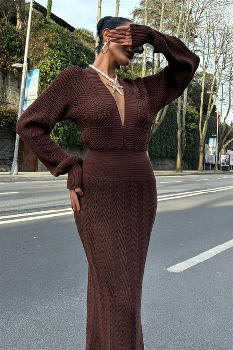 Vestido de Croche Marrom