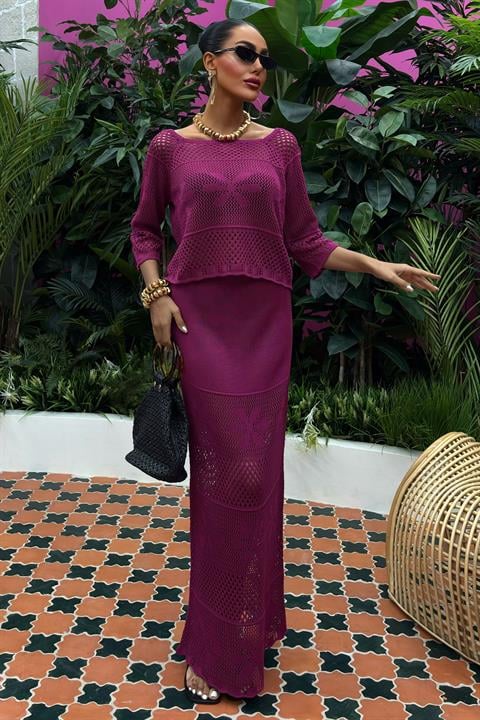 Saia Crochet Ameixa