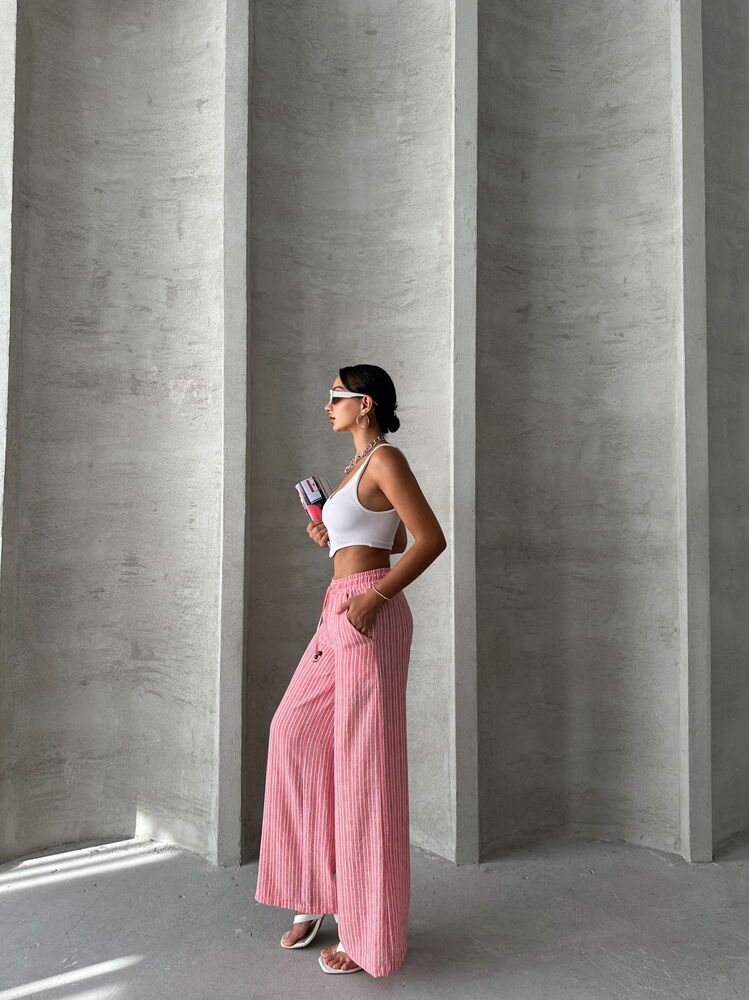 Calças de Linho Rosa