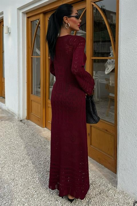 Vestido Brit Openwork - Borgonha