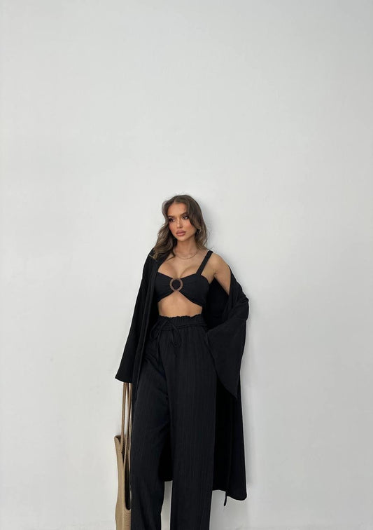 Calças Crinkle Preto