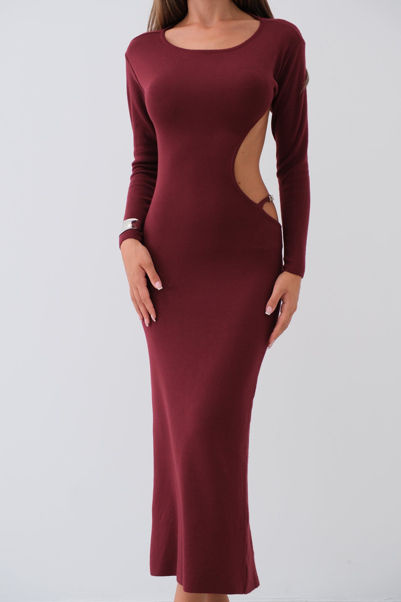 Vestido Gola - Vermelho Claret