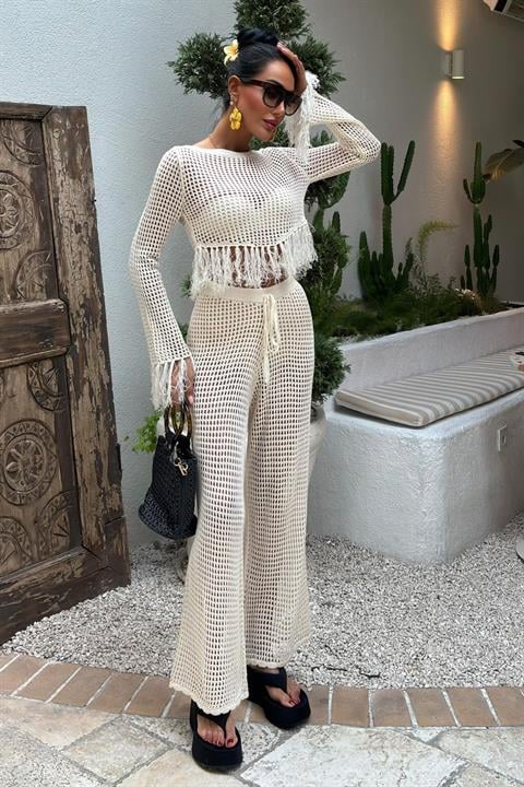 Calças de Malha Openwork