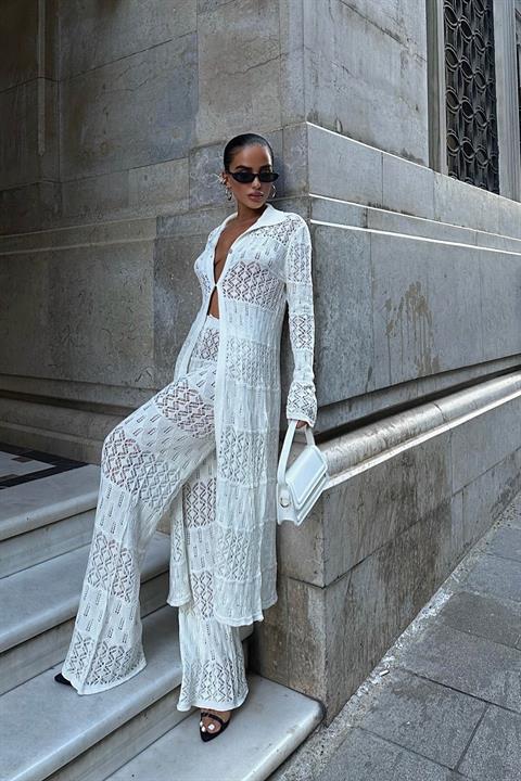 Calças Tricô - Cru