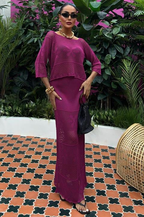 Saia Crochet Ameixa