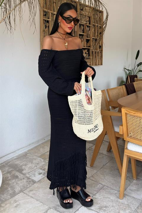 Camisola de Malha Étnica Preto