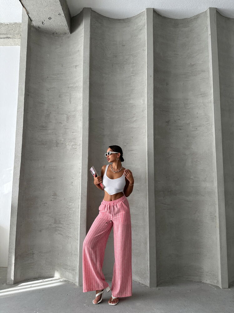 Calças de Linho Rosa