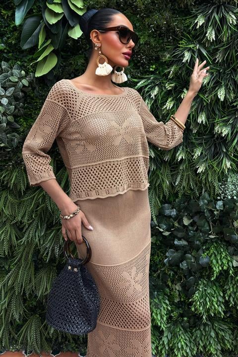 Saia Crochet Bege