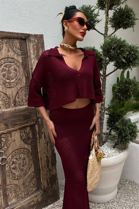 Saia Openwork Burgundy