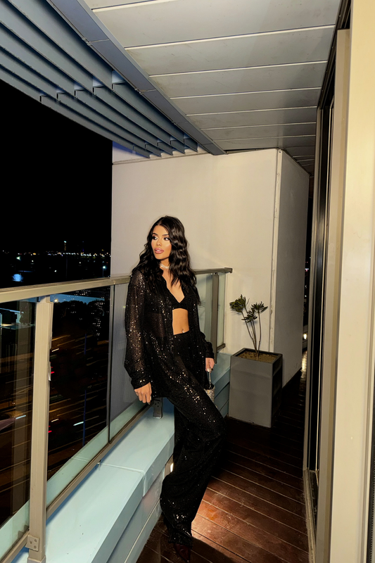 Calças Lantejoulas Preto