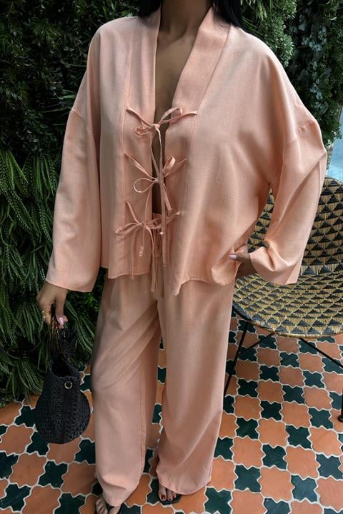 Camisa de Linho c/ Laços Frontais