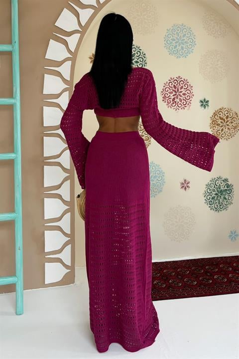 Top c/ Bolero Openwork - Ameixa