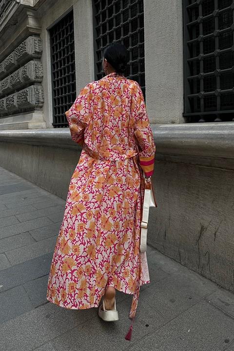 Kimono Ottomon - Laranja e Rosa
