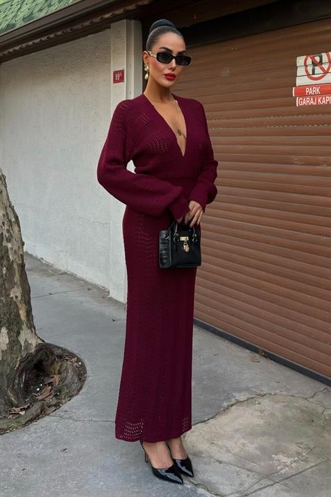 Vestido de Decote em V Croche