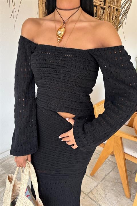 Camisola de Malha Étnica Preto