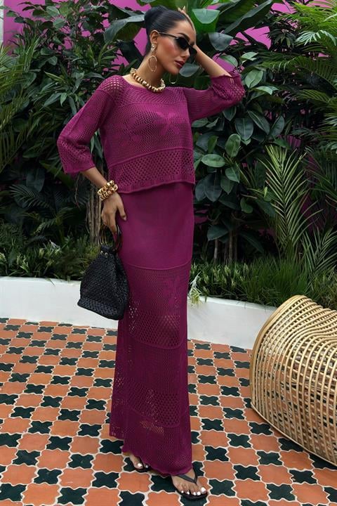 Saia Crochet Ameixa