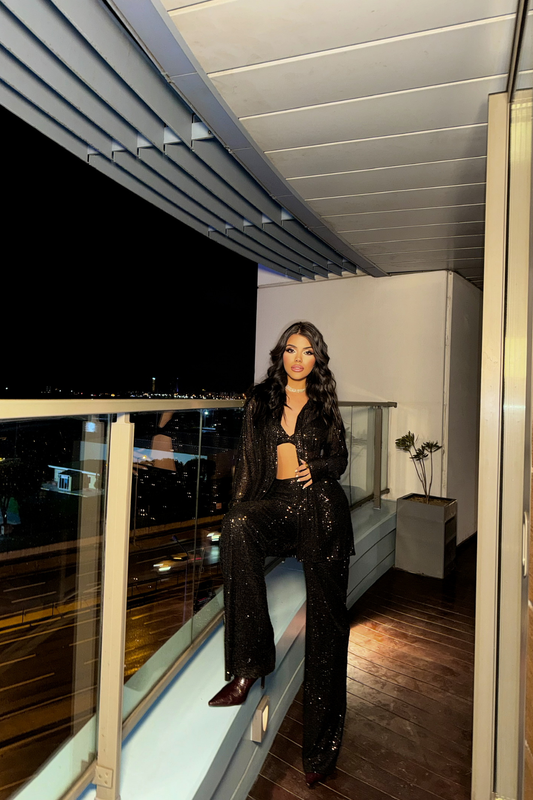 Camisa Lantejoulas Preto