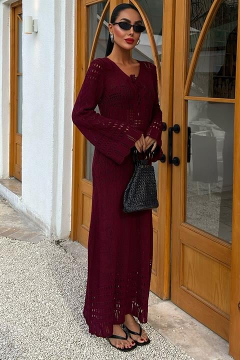 Vestido Brit Openwork - Borgonha