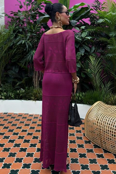 Saia Crochet Ameixa
