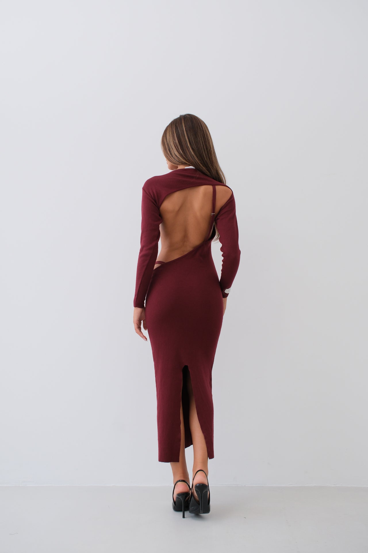 Vestido Gola - Vermelho Claret
