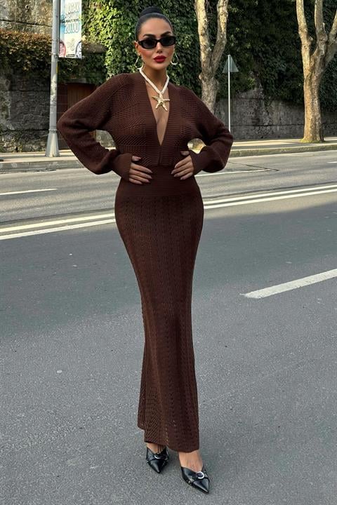 Vestido de Croche Marrom