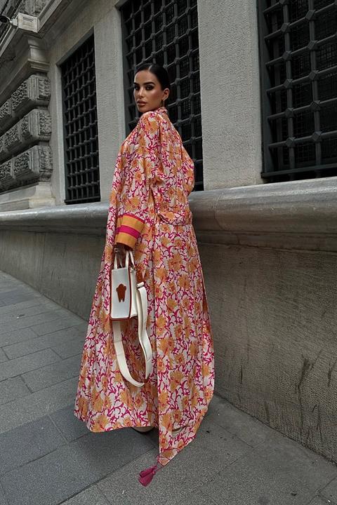 Kimono Ottomon - Laranja e Rosa