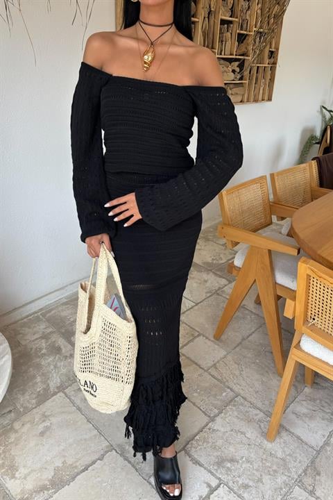 Camisola de Malha Étnica Preto