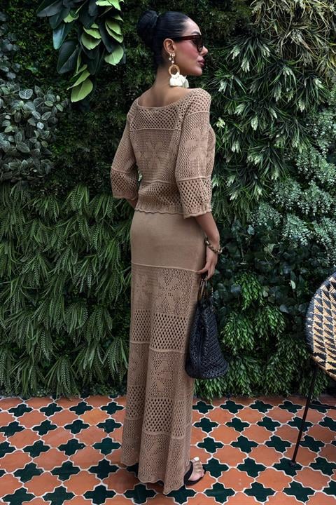 Saia Crochet Bege