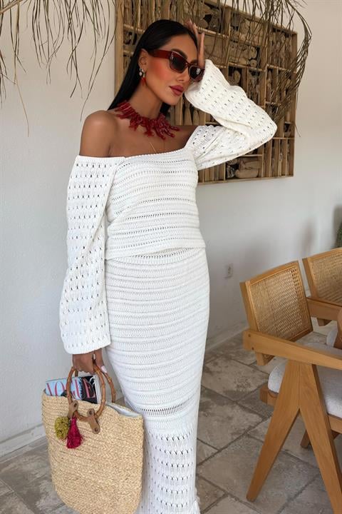 Camisola de Malha Étnica Ecru