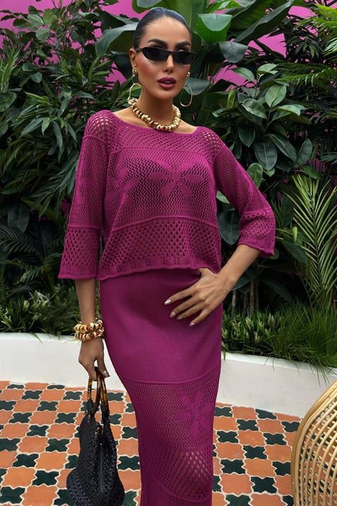 Saia Crochet Ameixa