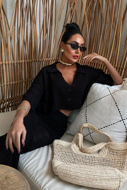 Top Openwork Preto