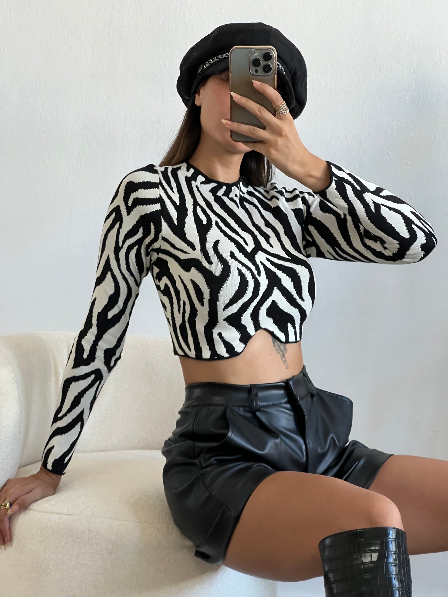 Camisola de malha zebra