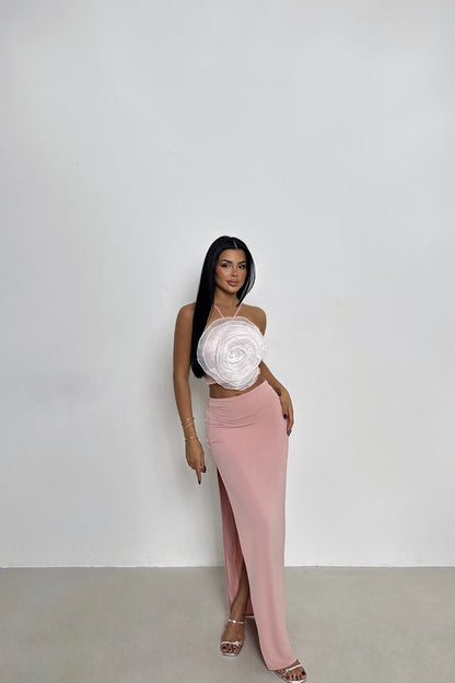 Conjunto Top e Saia Rosa
