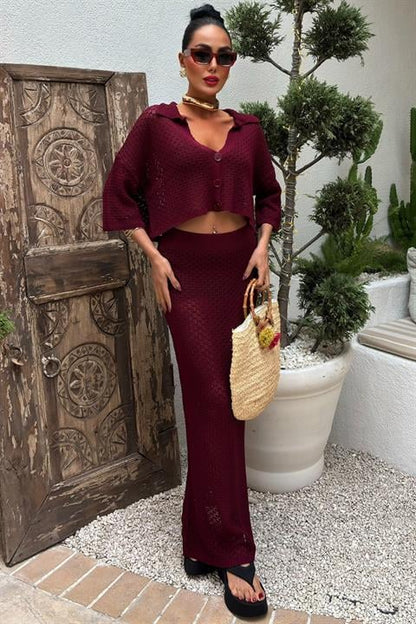 Saia Openwork Burgundy