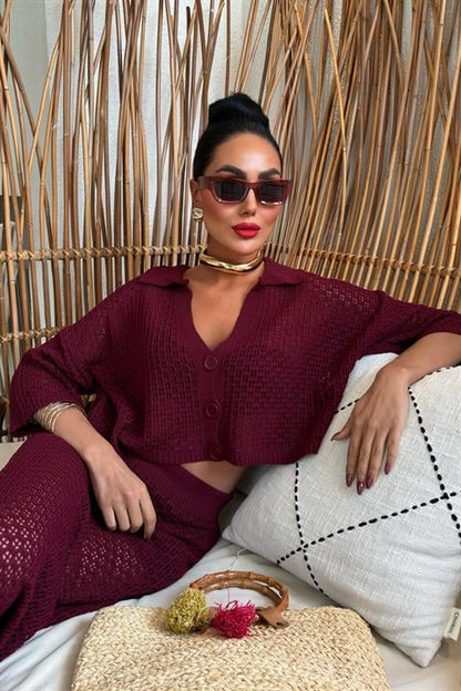 Saia Openwork Burgundy