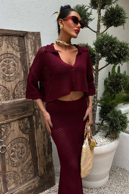 Saia Openwork Burgundy