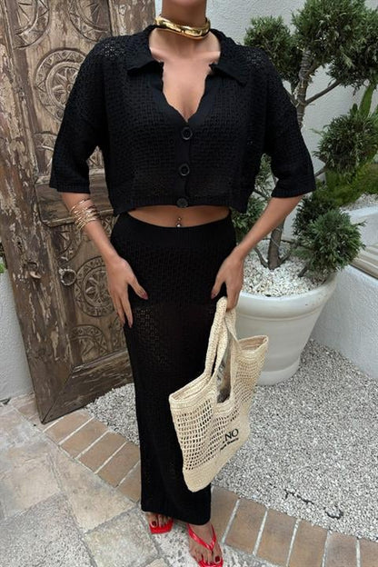 Top Openwork Preto