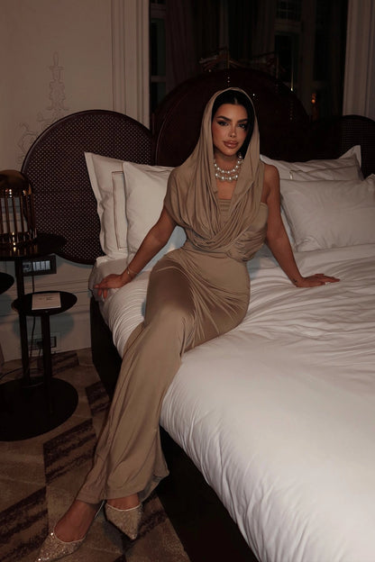 Vestido Longo Básico Bege