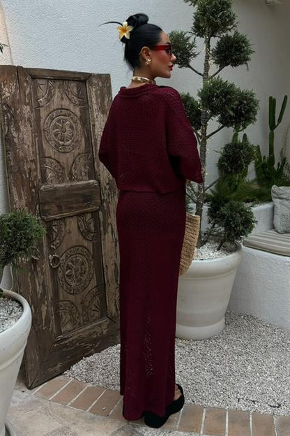 Saia Openwork Burgundy