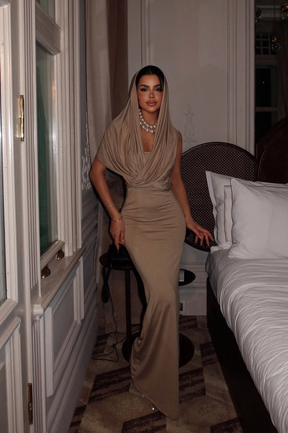 Vestido Longo Básico Bege