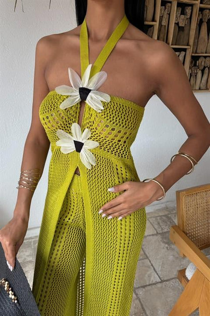 Top de Malha c/ flores Verde