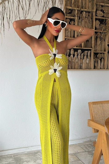 Top de Malha c/ flores Verde